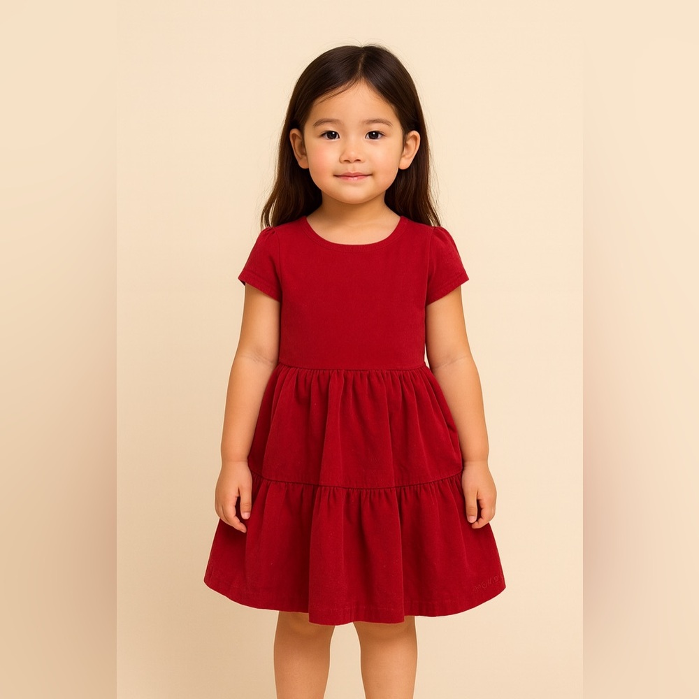 Ralph Lauren Girls Red Holiday Dress Faux Tiered Look 2/2T